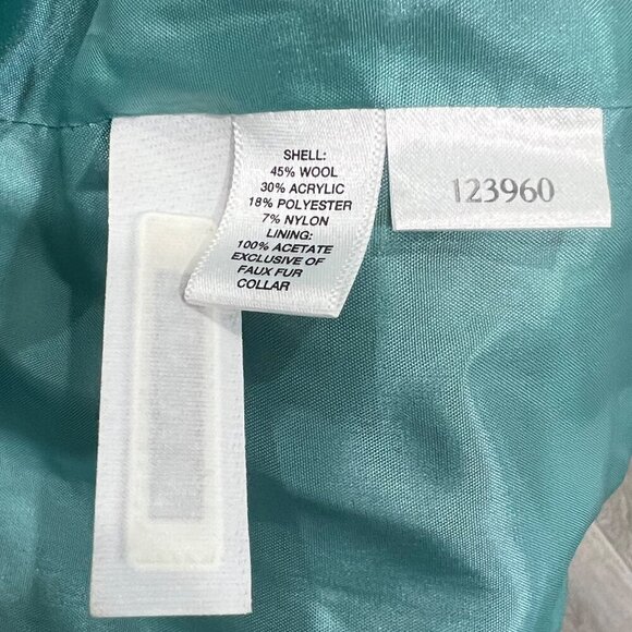 Ann Taylor Loft Womens Size 8 Tweed Coat With Faux Fur Collar Button Closure - Picture 3 of 10